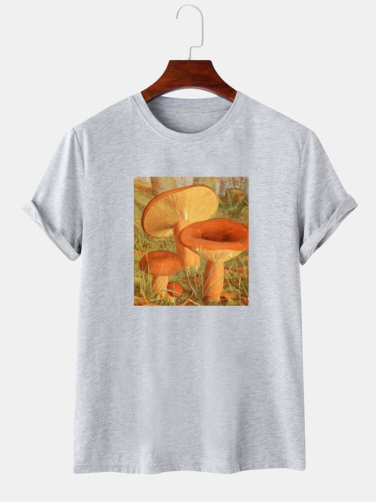 Herre Svampe Grafisk Print Tynd O-hals Kortærmet T-shirt