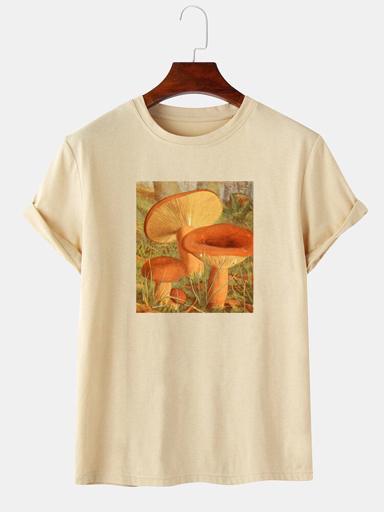 Herre Svampe Grafisk Print Tynd O-hals Kortærmet T-shirt