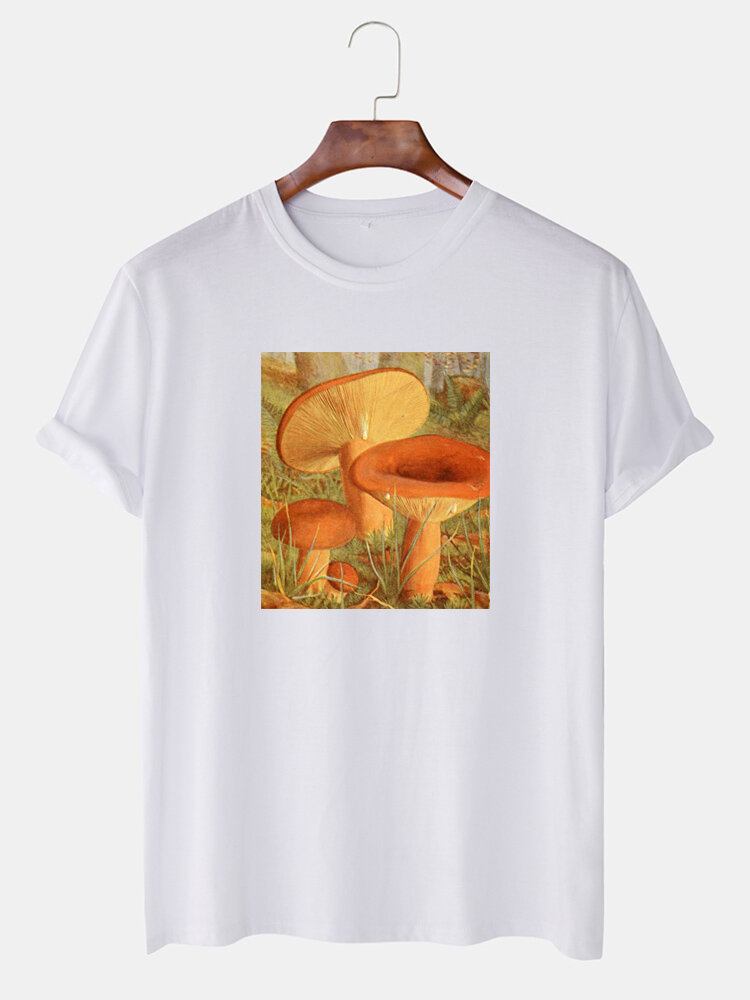 Herre Svampe Grafisk Print Tynd O-hals Kortærmet T-shirt