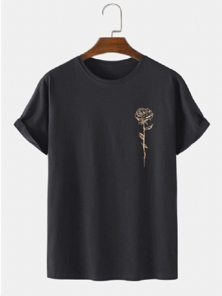 Herrerosetryk Rund Hals 100% Bomuld Casual Kortærmede T-shirts