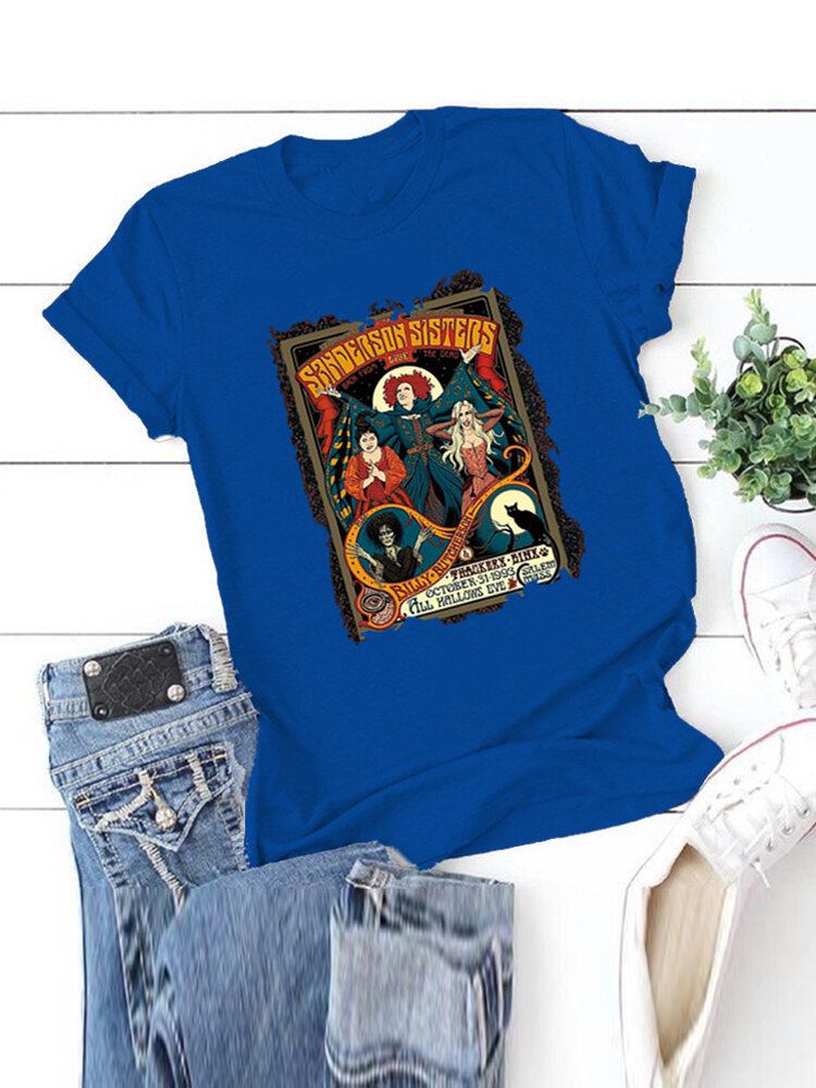 Kvinder Halloween Figur Grafisk Print Casual Kortærmede T-shirts