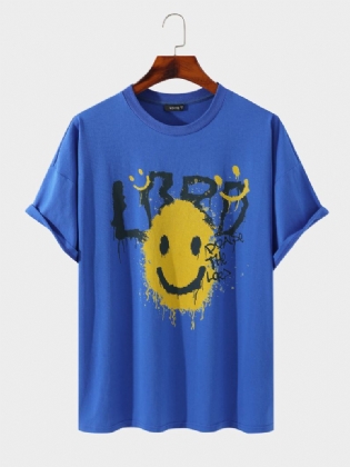 Mænd 100% Bomuld Påskeæg Smile Print Letter Åndbar T-shirt