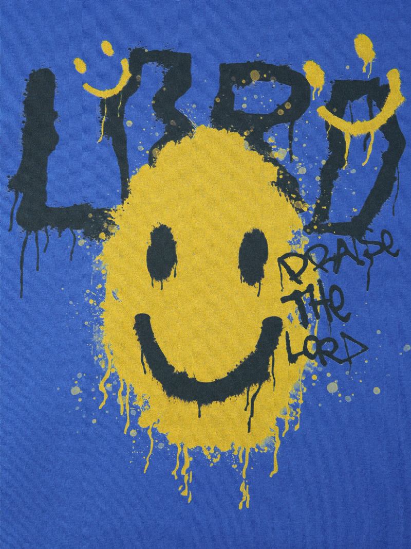 Mænd 100% Bomuld Påskeæg Smile Print Letter Åndbar T-shirt