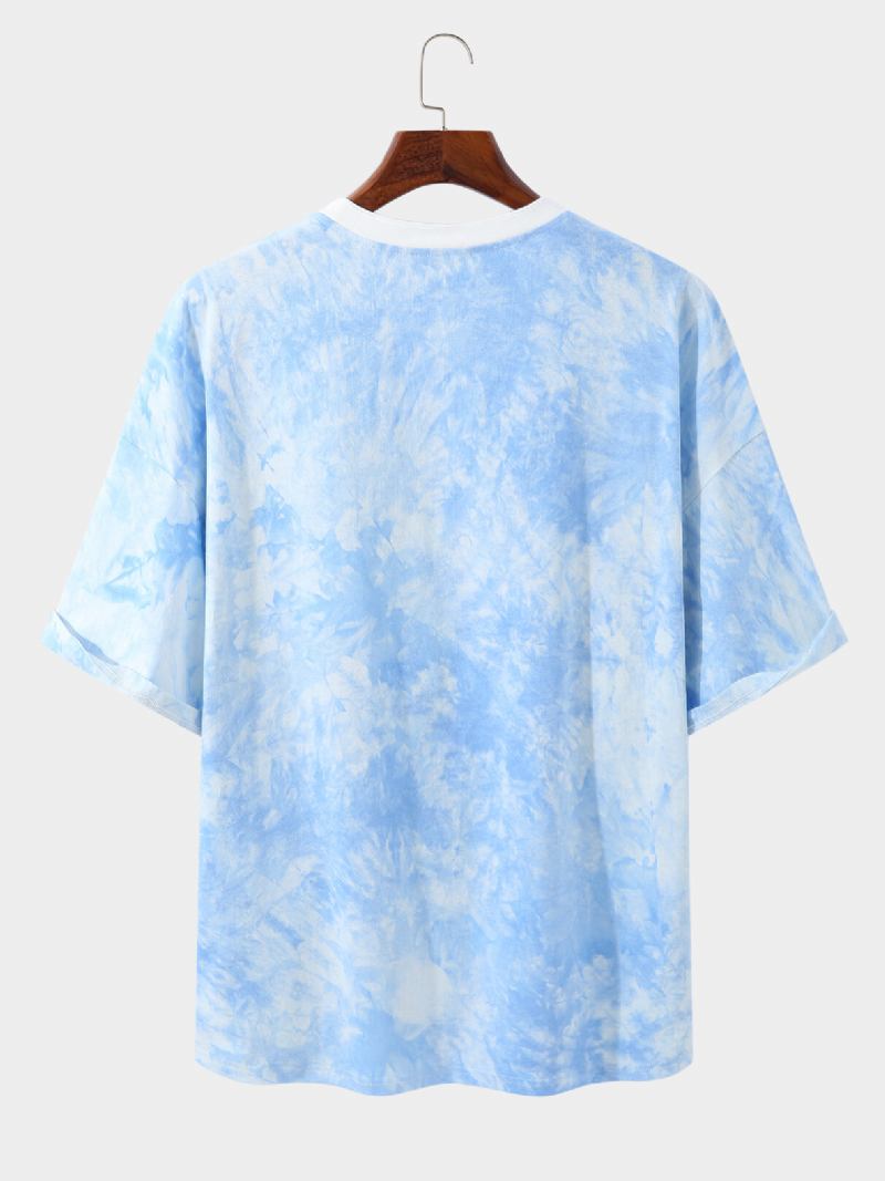 Mænd 100% Bomuld Tie Dye Læbe-og Negleprint Hudvenlig Løs Afslappet T-shirt