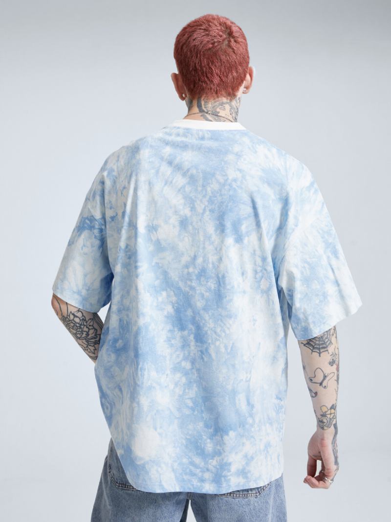 Mænd 100% Bomuld Tie Dye Læbe-og Negleprint Hudvenlig Løs Afslappet T-shirt