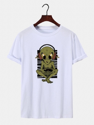 Mænd Alien Mønster Rundhals Manchet Kortærmede Bløde Casual T-shirts