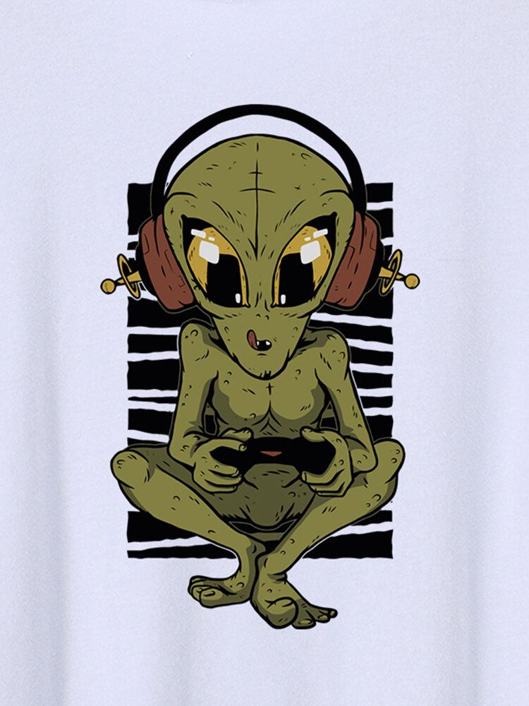 Mænd Alien Mønster Rundhals Manchet Kortærmede Bløde Casual T-shirts