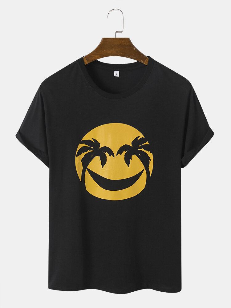 Mænd Bomuld Smile Face Print Graceful Leisure Alle Matchede T-shirts