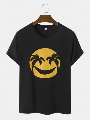 Mænd Bomuld Smile Face Print Graceful Leisure Alle Matchede T-shirts