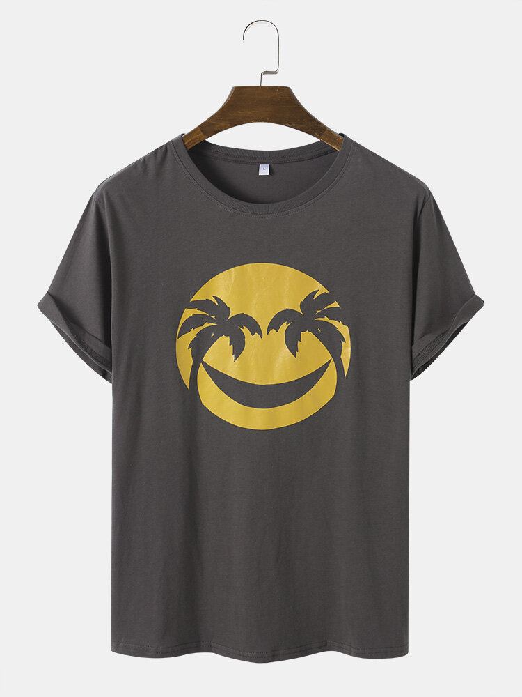 Mænd Bomuld Smile Face Print Graceful Leisure Alle Matchede T-shirts