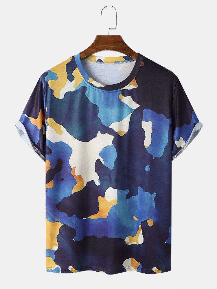 Mænd Camo Hem Cuff Graceful Leisure Alle Matchede T-shirts