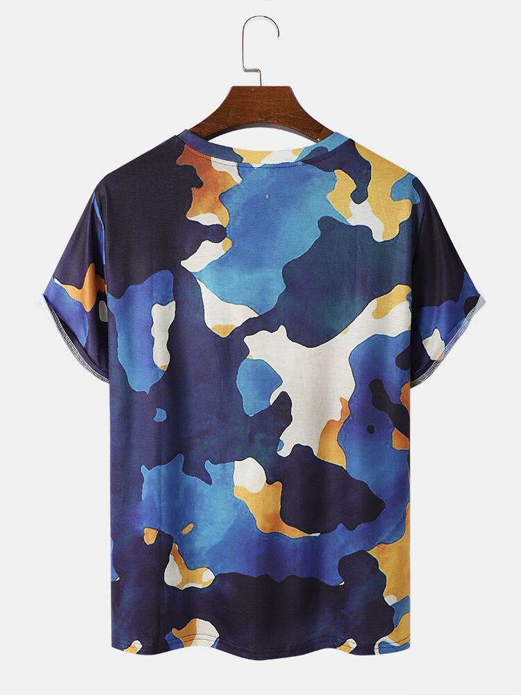 Mænd Camo Hem Cuff Graceful Leisure Alle Matchede T-shirts