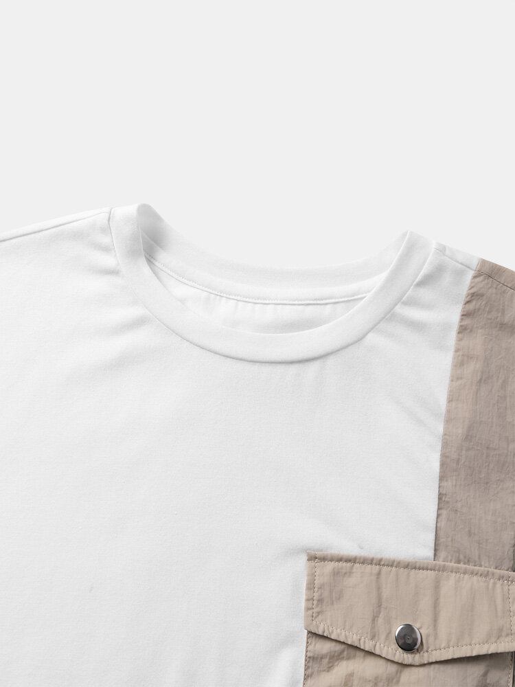 Mænd Colorblock Pocket Designet Kortærmede Fritids T-shirts