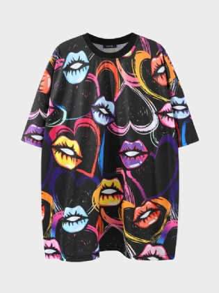 Mænd Heart Lip All Over Print Super Blød Hudvenlig Fritids Kortærmet T-shirt