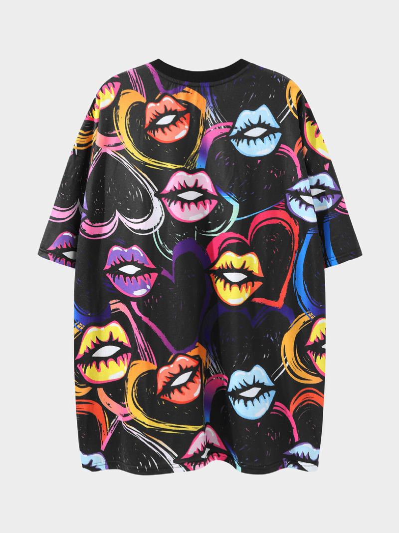 Mænd Heart Lip All Over Print Super Blød Hudvenlig Fritids Kortærmet T-shirt