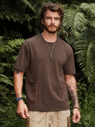 Mænd Hit Foring Side Pocket Camping Style Bløde Åndbare T-shirts