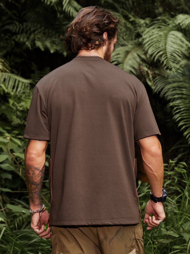 Mænd Hit Foring Side Pocket Camping Style Bløde Åndbare T-shirts