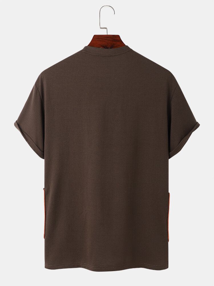 Mænd Hit Foring Side Pocket Camping Style Bløde Åndbare T-shirts