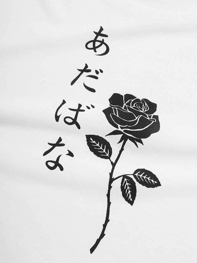 Mænd Japanske Figurer Rose Print Kortærmede T-shirts