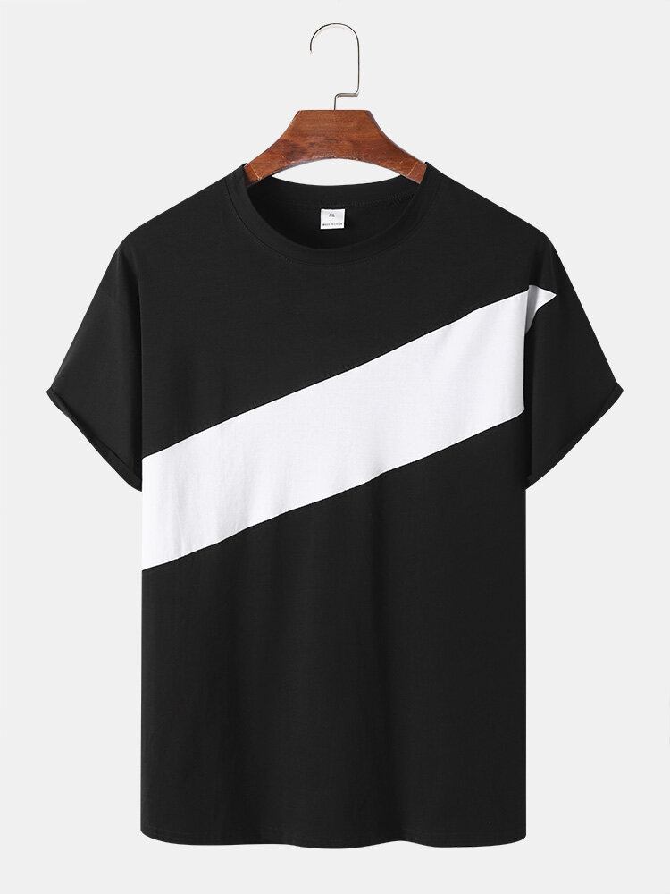 Mænd Kontrast Colorblock Hudvenlig Kortærmet Brief Style Casual T-shirt