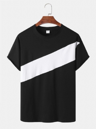 Mænd Kontrast Colorblock Hudvenlig Kortærmet Brief Style Casual T-shirt