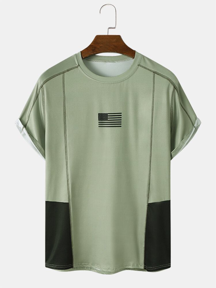 Mænd National Flag Syning Kortærmet Fritid Alle Matchede T-shirts