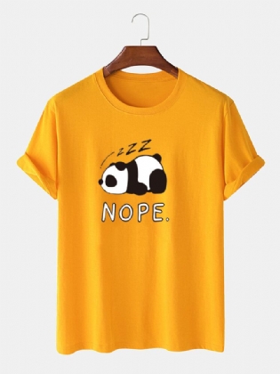 Mænd Nope Panda Print 100% Bomuld Løs Afslappet Kortærmet T-shirt