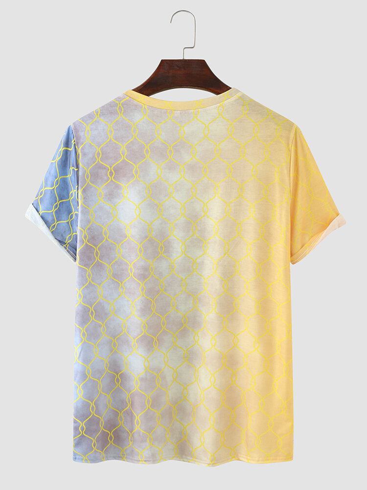 Mænd Poker Spade Ombre Print Hem Manchet Rundhals Afslappet T-shirt