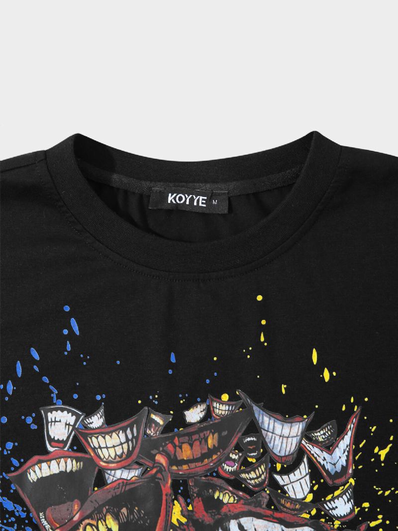 Mænd Tegneserie Farverigt Klovnetryk Street Graffiti Casual T-shirt