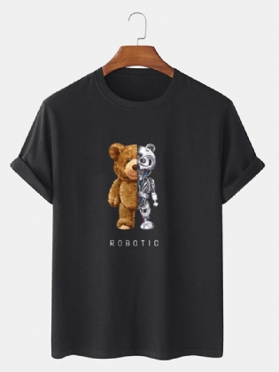 Mænds 100% Bomuld Bear Graphics Kortærmet T-shirt