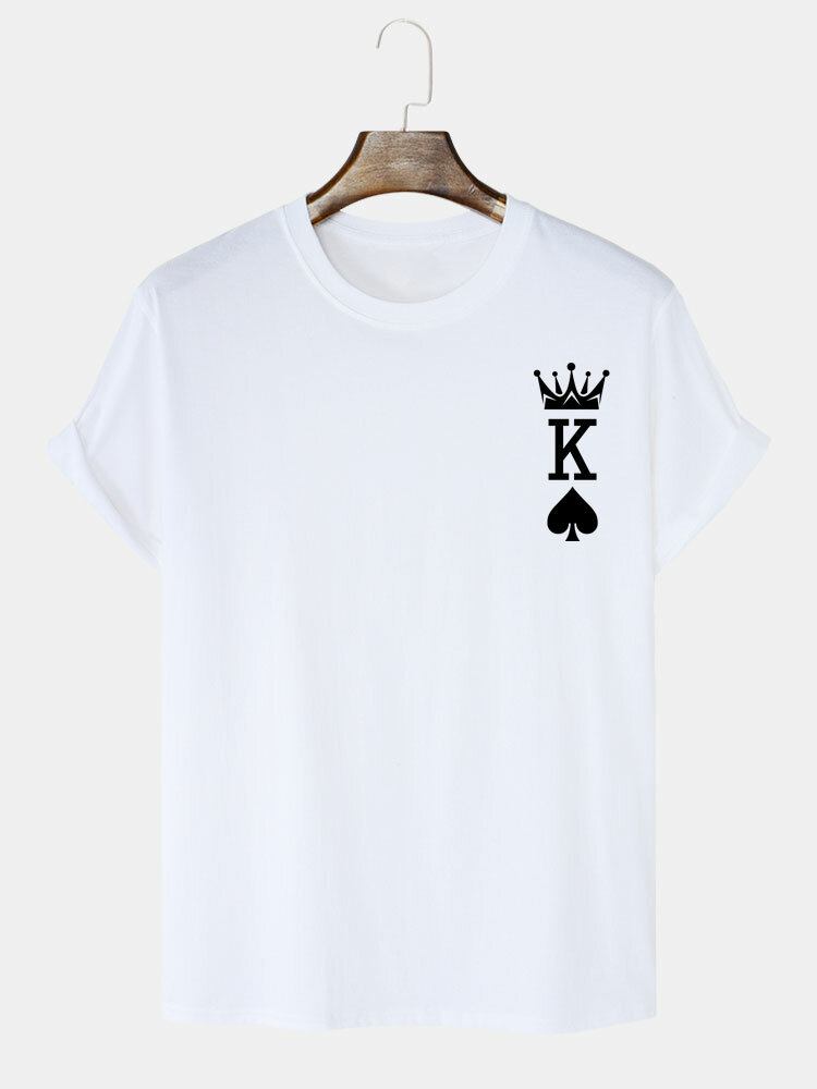 Mænds 100% Bomuld Crown King Of Spades T-shirts Med Pokertryk