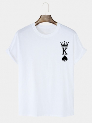 Mænds 100% Bomuld Crown King Of Spades T-shirts Med Pokertryk