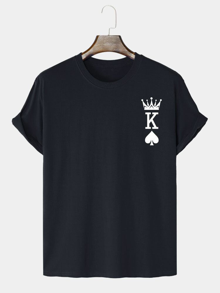 Mænds 100% Bomuld Crown King Of Spades T-shirts Med Pokertryk