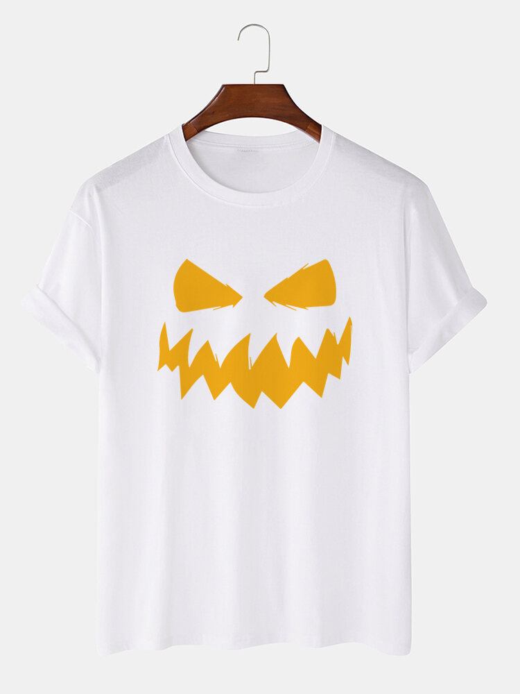 Mænds 100% Bomuld Halloween-tema Grimastryk Kortærmet T-shirt