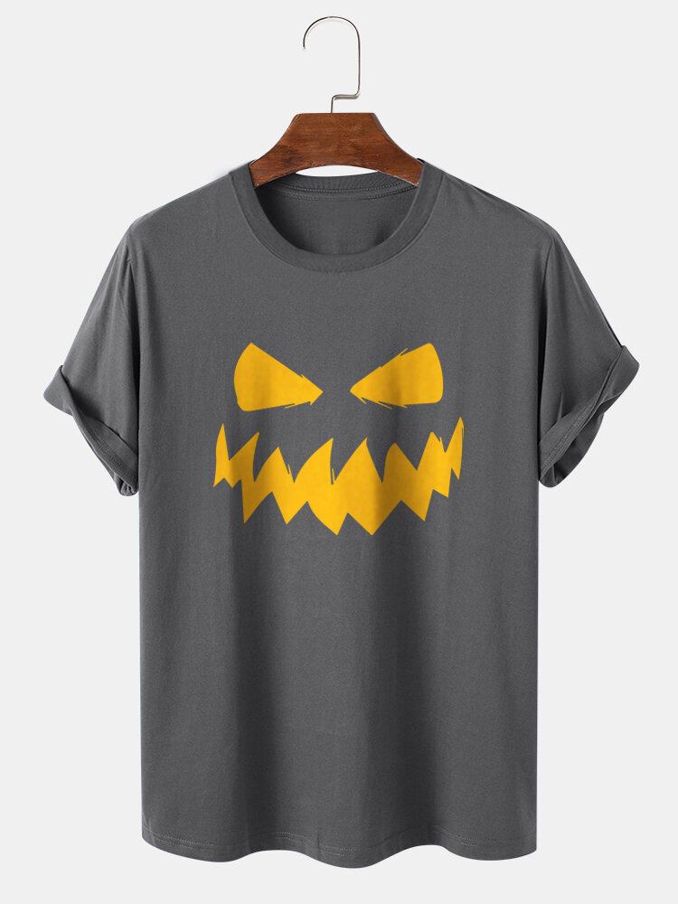 Mænds 100% Bomuld Halloween-tema Grimastryk Kortærmet T-shirt