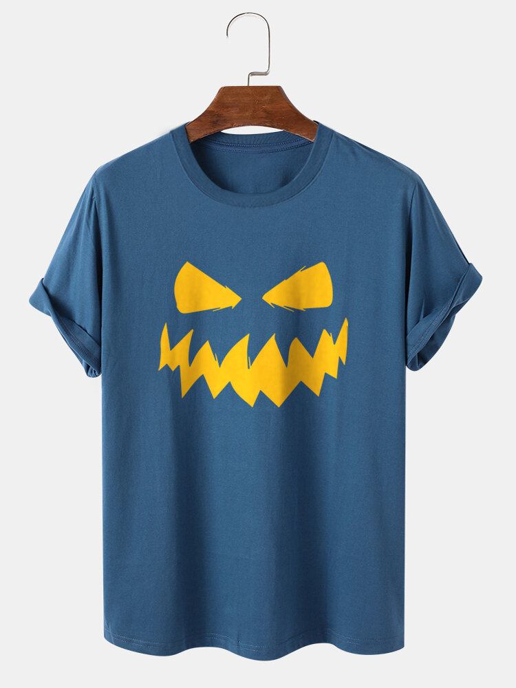 Mænds 100% Bomuld Halloween-tema Grimastryk Kortærmet T-shirt