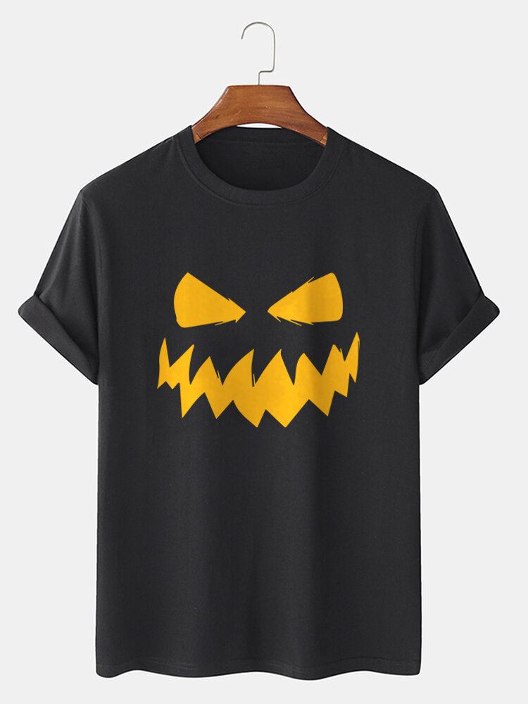 Mænds 100% Bomuld Halloween-tema Grimastryk Kortærmet T-shirt