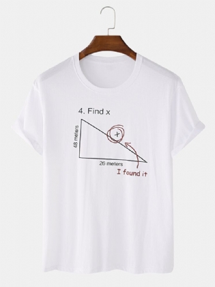 Mænds 100% Bomuld Matematik Geometri Print Kortærmede T-shirts