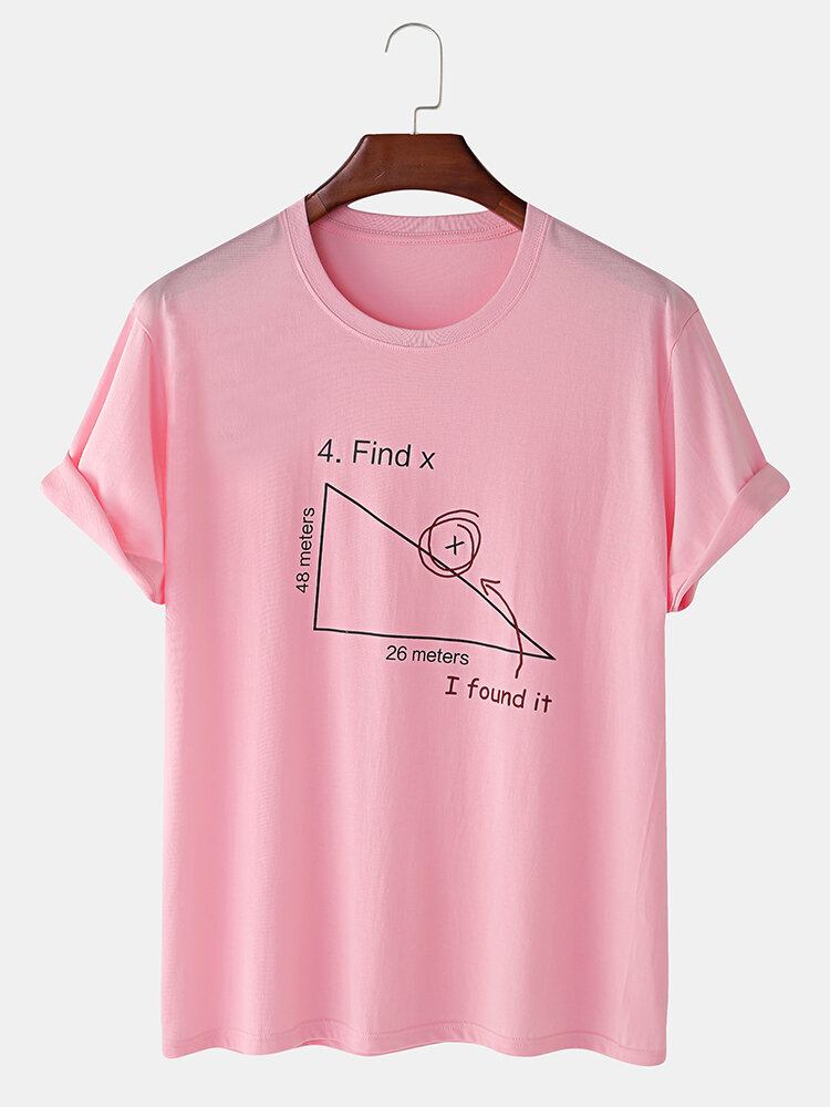 Mænds 100% Bomuld Matematik Geometri Print Kortærmede T-shirts