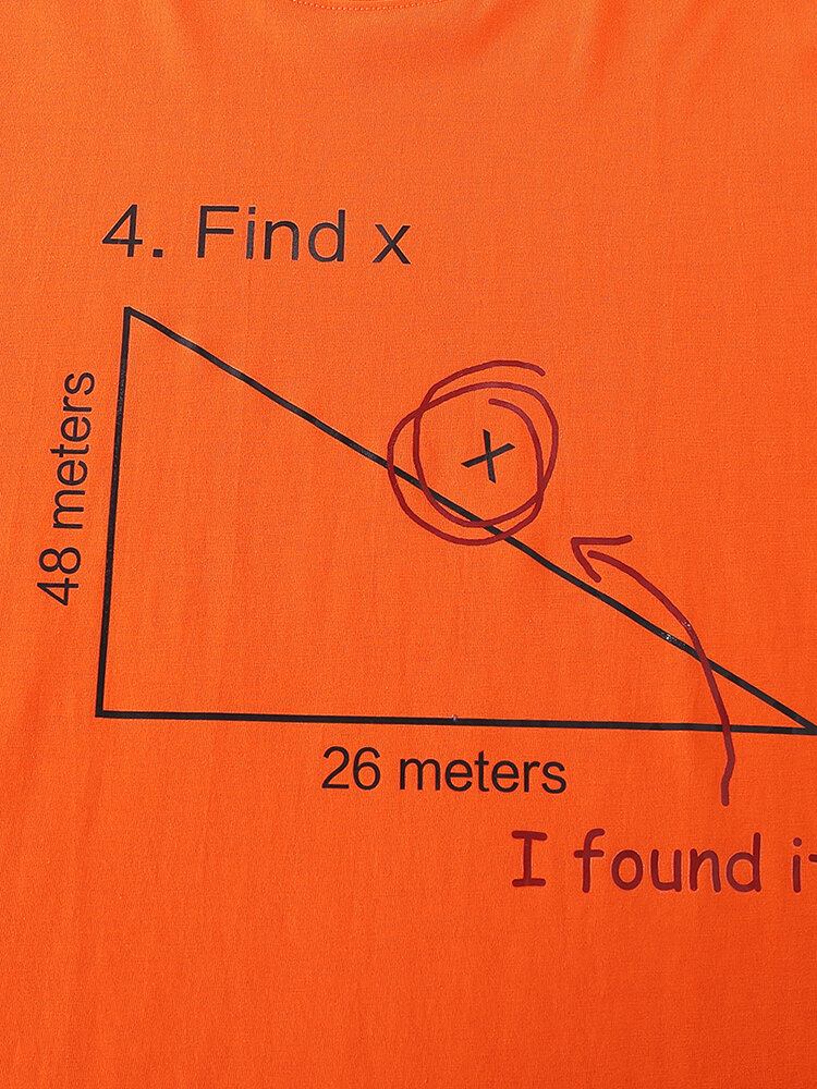 Mænds 100% Bomuld Matematik Geometri Print Kortærmede T-shirts