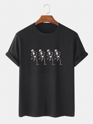 Mænds 100% Bomuld Skelettryk O-hals Kortærmede T-shirts