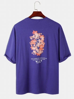 Mænds Blomsterbrevbagsidetryk 100% Bomuld Afslappede T-shirts Med Korte Ærmer