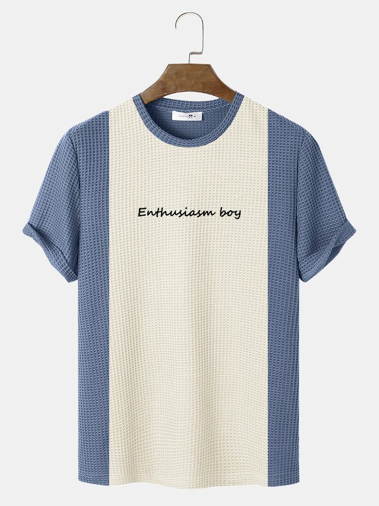 Mænds Casual Vener Brevbroderi T-shirts Med Rund Hals