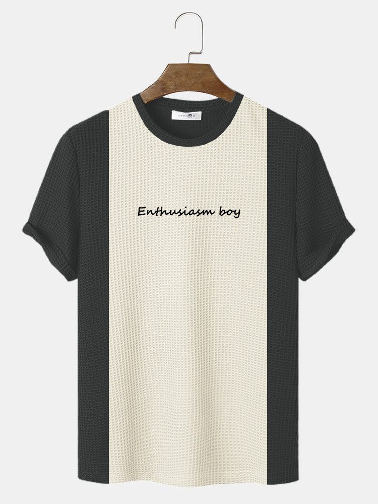 Mænds Casual Vener Brevbroderi T-shirts Med Rund Hals