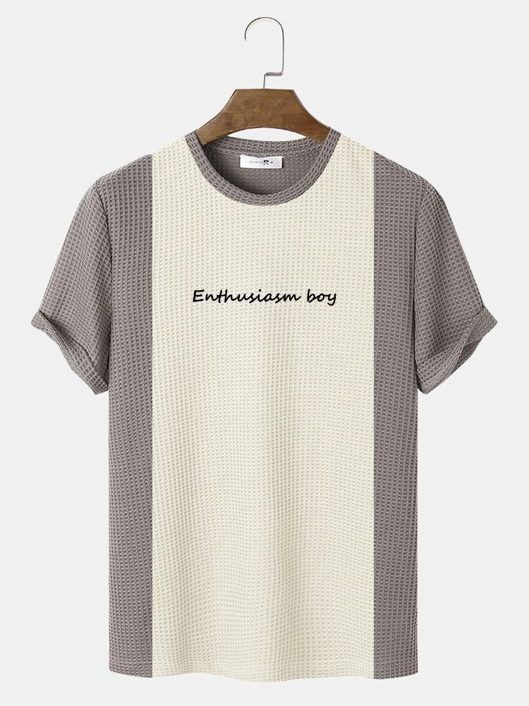 Mænds Casual Vener Brevbroderi T-shirts Med Rund Hals