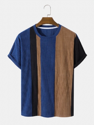 Mænds Corduroy Vener Color Block Casual T-shirts