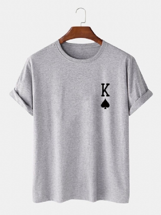 Mænds King Of Spades Poker Print 100% Bomuld Kortærmet T-shirt