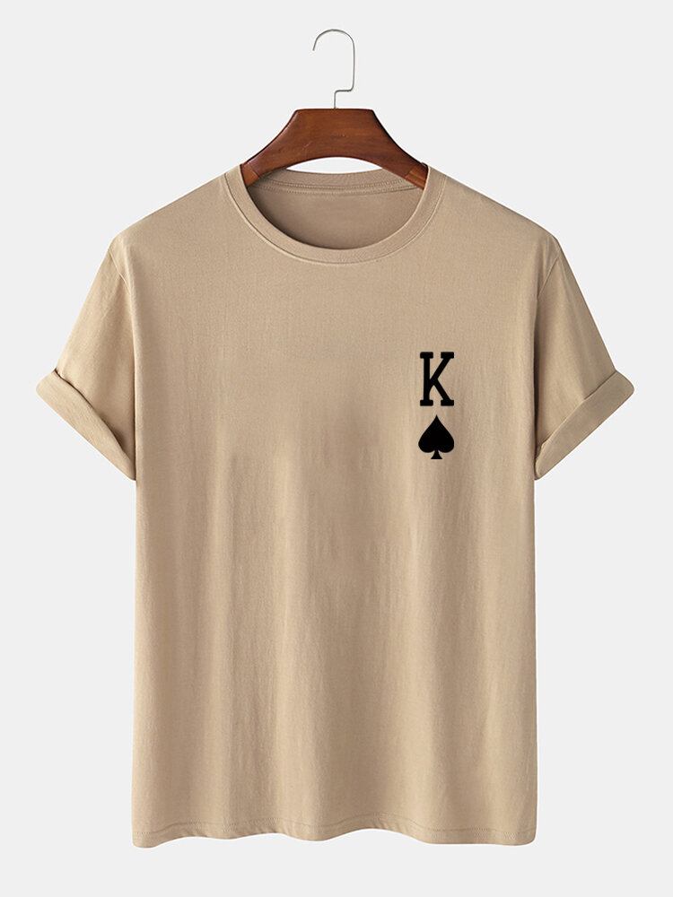 Mænds King Of Spades Poker Print 100% Bomuld Kortærmet T-shirt