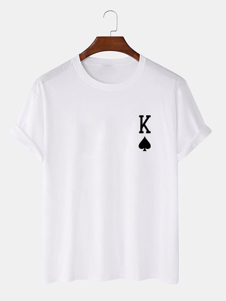 Mænds King Of Spades Poker Print 100% Bomuld Kortærmet T-shirt