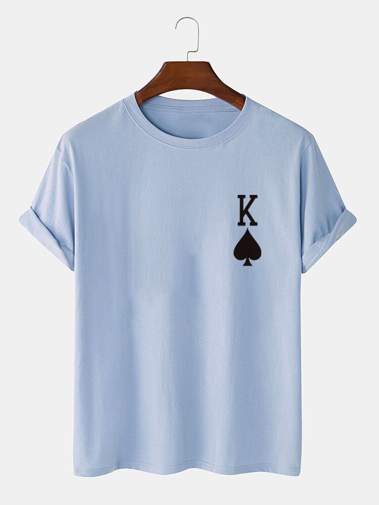 Mænds King Of Spades Poker Print 100% Bomuld Kortærmet T-shirt